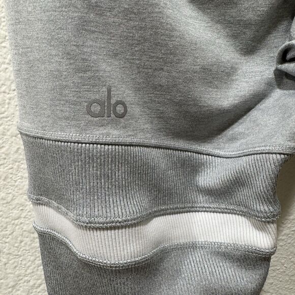 Alo Yoga High Waist Legit 7/8 Legging Ribbed Detail Women Sz S Heath Gray White - Picture 5 of 7
